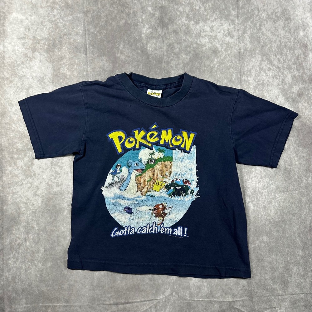 Vintage 2000 Pokemon Gotta Catch Em All Navy Blue T-Shirt Kids Size 6 Nintendo